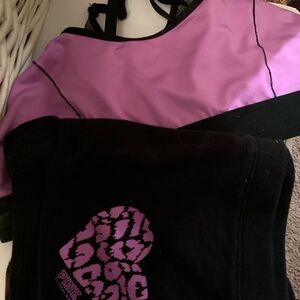 Pink and Black Sports Bra and short set two sports bras new pink shorts worn